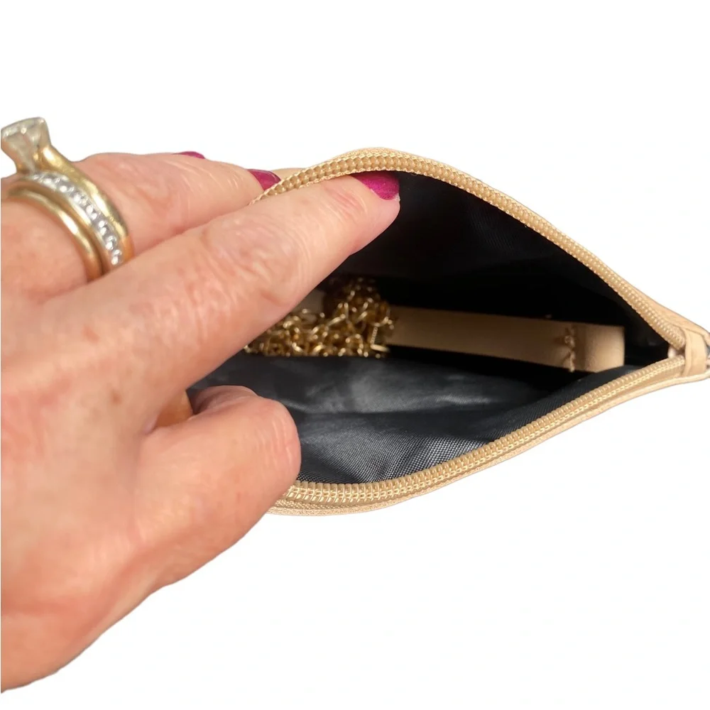 Khaki Quilted Crossbody Purse with Removable Gold Chain